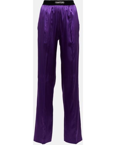 Tom Ford Silk Logo Pants - Purple