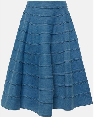 Altuzarra Grace Panelled Denim Midi Skirt - Blue
