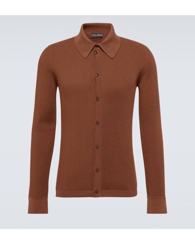 Dolce & Gabbana Wool-blend Polo Sweater - Brown