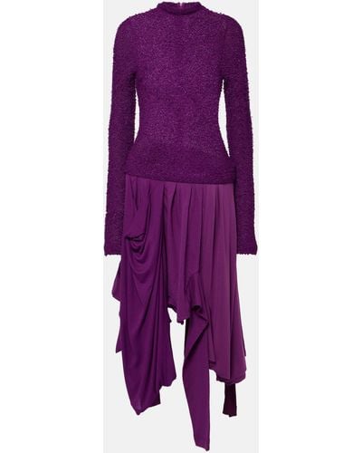 Acne Studios Damage Pleated Cotton Midi Dress - Purple