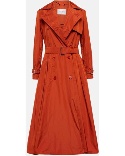 Max Mara Tubinga Silk Taffeta Trench Coat - Red