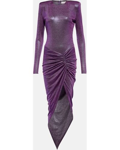 Alexandre Vauthier Asymmetrical Draped Midi Dress - Purple