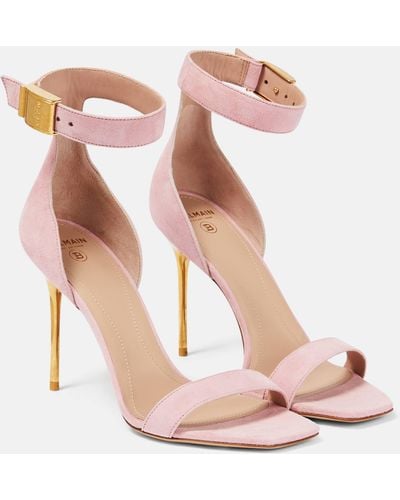 Balmain Suede Sandals - Pink