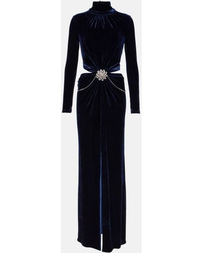 Rabanne Crystal-embellished Velvet Maxi Dress - Blue