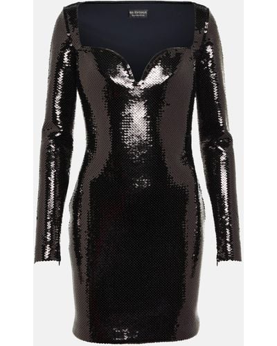 Balenciaga Sequined Minidress - Black