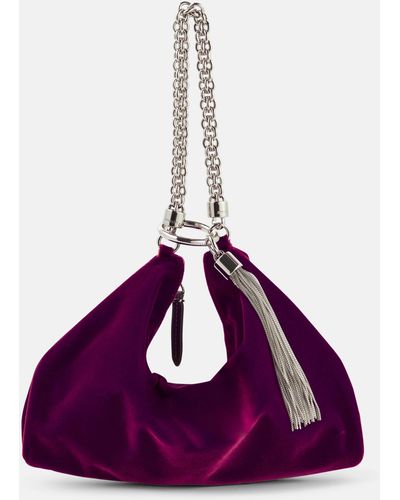 Jimmy Choo Callie Small Velvet Tote Bag - Purple