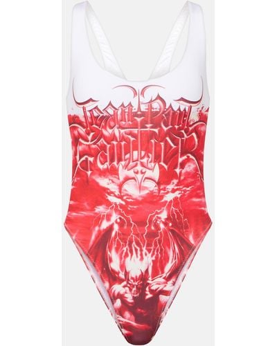 Jean Paul Gaultier Diablo Printed Swimsuit - Red