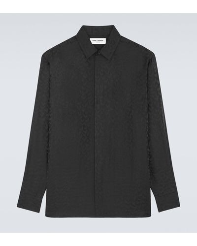 Saint Laurent Jacquard Silk Shirt - Black