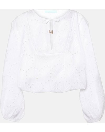 Melissa Odabash Angie Puff-sleeve Cotton Crop Top - White
