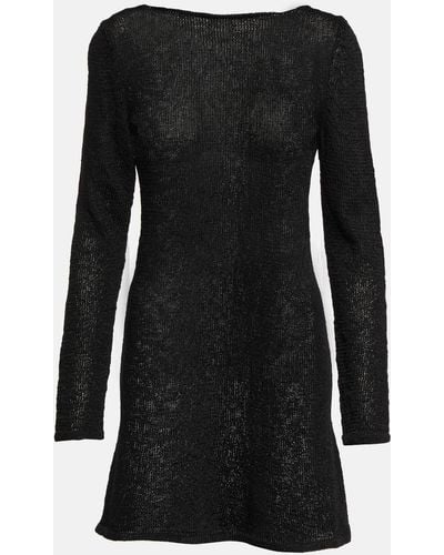 Tom Ford Chain-embellished Raffia-effect Minidress - Black