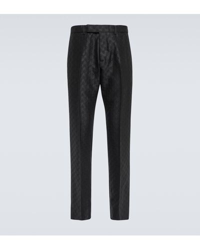 Gucci GG Jacquard Wool-blend Pants - Black