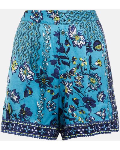 Poupette Isabelle Floral Satin Shorts - Blue