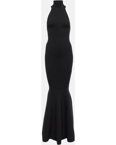 Nina Ricci High-neck Wool-blend Maxi Gown - Black