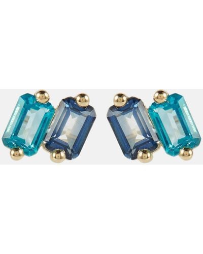 Suzanne Kalan 14kt Gold Earrings With Topaz - Blue