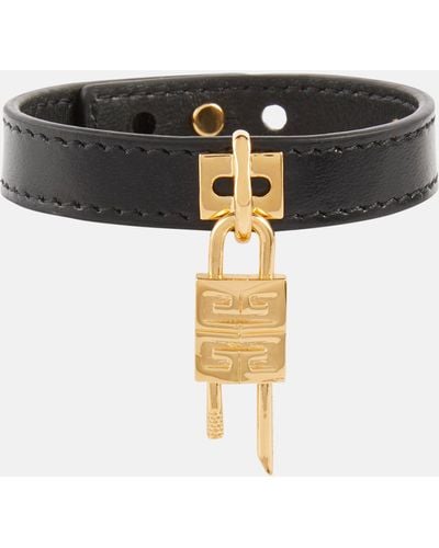 Givenchy Mini 4g Padlock Leather Bracelet - Black