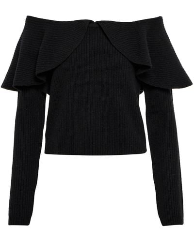 Altuzarra Hasla Off-shoulder Wool-blend Sweater - Black