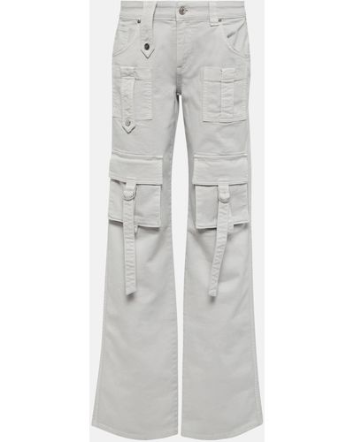 Blumarine Low-rise Denim Cargo Pants - Grey