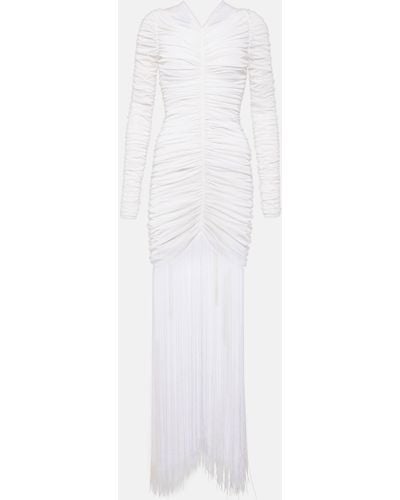 Khaite Guisa Fringed Shirred Silk-blend Gown - White