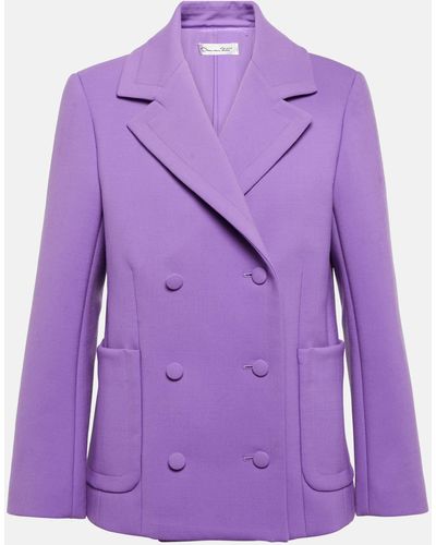 Oscar de la Renta Double-breasted Wool-blend Blazer - Purple