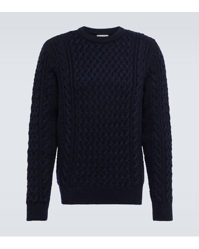 Sunspel Cable-knit Wool Sweater - Blue