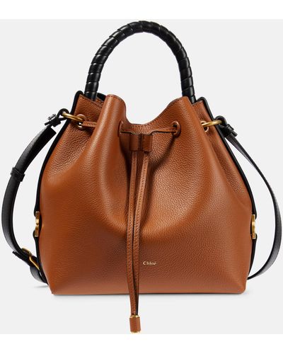 Chloé Marcie Small Leather Bucket Bag - Brown