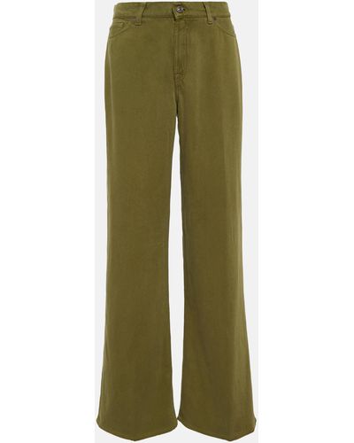 7 For All Mankind Lotta High-rise Wide-leg Jeans - Green