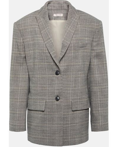The Mannei Checked Wool-blend Blazer - Grey