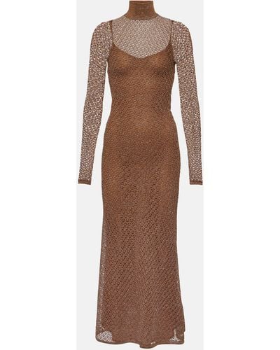 Tom Ford Open-knit Lurex® Maxi Dress - Brown