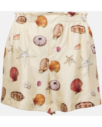 Chloé High-rise Printed Silk Shorts - Natural