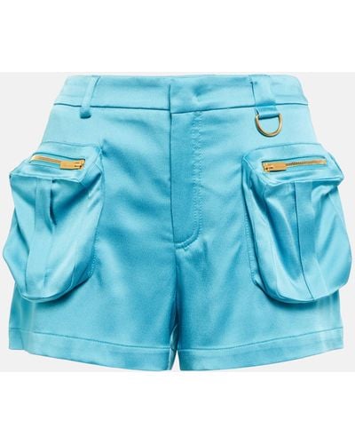 Blumarine Low-rise Satin Shorts - Blue