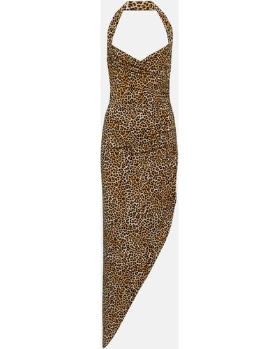 Norma Kamali Cayla Leopard-print Asymmetric Maxi Dress - Natural