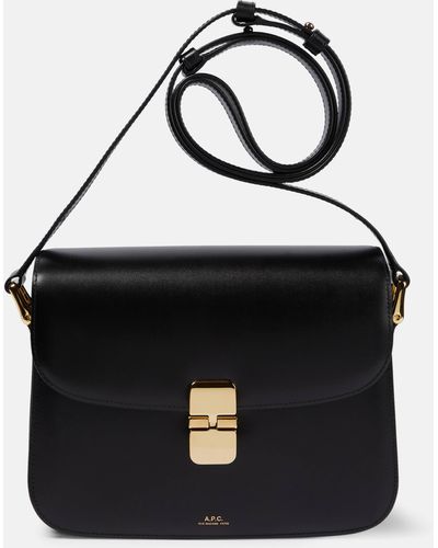 A.P.C. Grace Medium Leather Shoulder Bag - Black