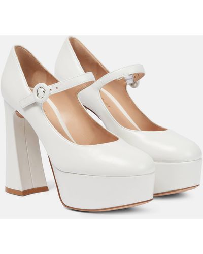 Gianvito Rossi Mary Jane Leather Pumps - White