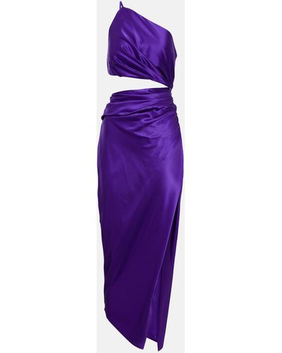 The Sei One-shoulder Cutout Silk Midi Dress - Purple