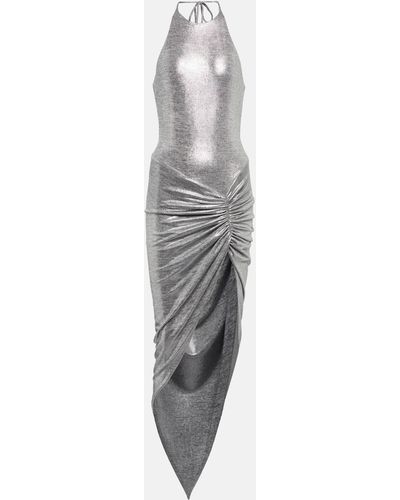 Alexandre Vauthier Metallic-effect Asymmetric Draped Midi Dress - Grey