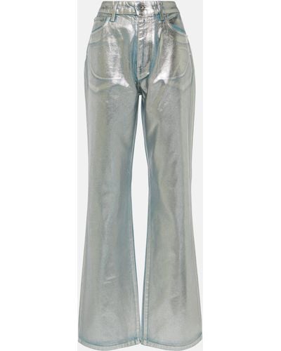 Rabanne Metallic High-rise Straight Pants - Grey