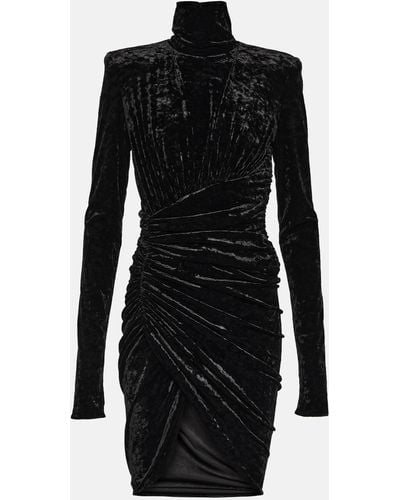 Alexandre Vauthier Draped Velvet Minidress - Black