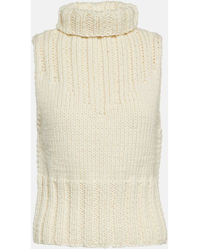 Totême Turtleneck Wool Top - Natural