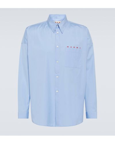 Marni Logo Cotton Poplin Shirt - Blue
