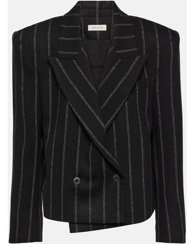 The Mannei Bert Pinstripe Wool Blazer - Black