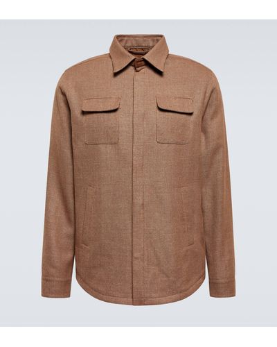 Thom Sweeney Linen, Wool, And Silk Overshirt - Brown