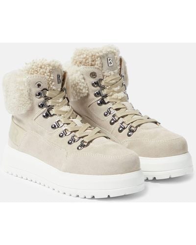 Bogner Antwerp Suede And Shearling Lace-up Boots - Natural