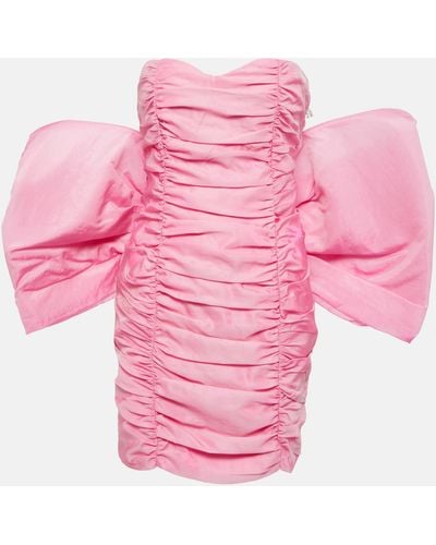 ROTATE BIRGER CHRISTENSEN Strapless Bow-embellished Woven Mini Dress - Pink