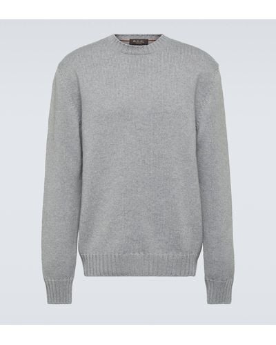 Loro Piana Pearse Leather-trimmed Cashmere Sweater - Grey