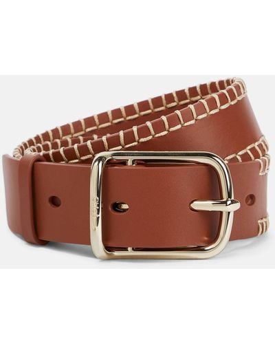 Chloé Chloe Louela Reversible Leather Waist Belt - Brown