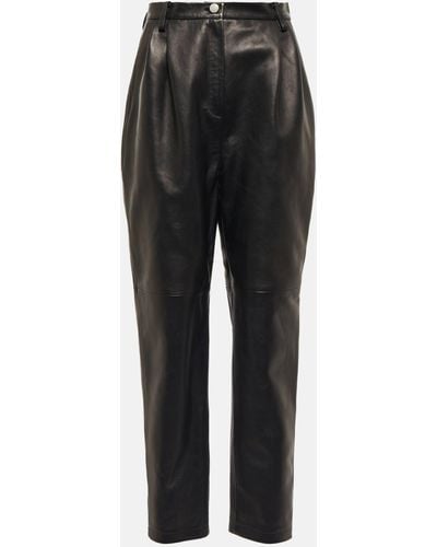 Magda Butrym High-rise Tapered Leather Pants - Black