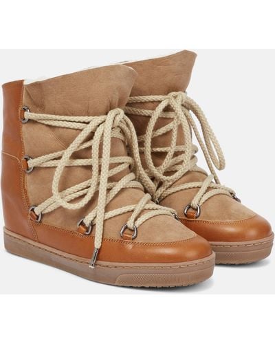Isabel Marant Nowles Shearling-lined Suede & Leather Boots - Brown