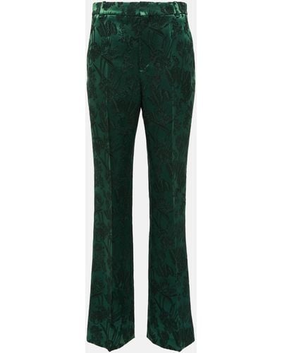 Chloé Jacquard Wool And Silk Slim Pants - Green