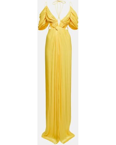 Costarellos Thalia Gathered Off-shoulder Gown - Yellow