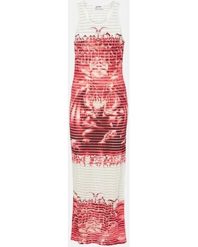 Jean Paul Gaultier Diablo Printed Devoré Maxi Dress - Red